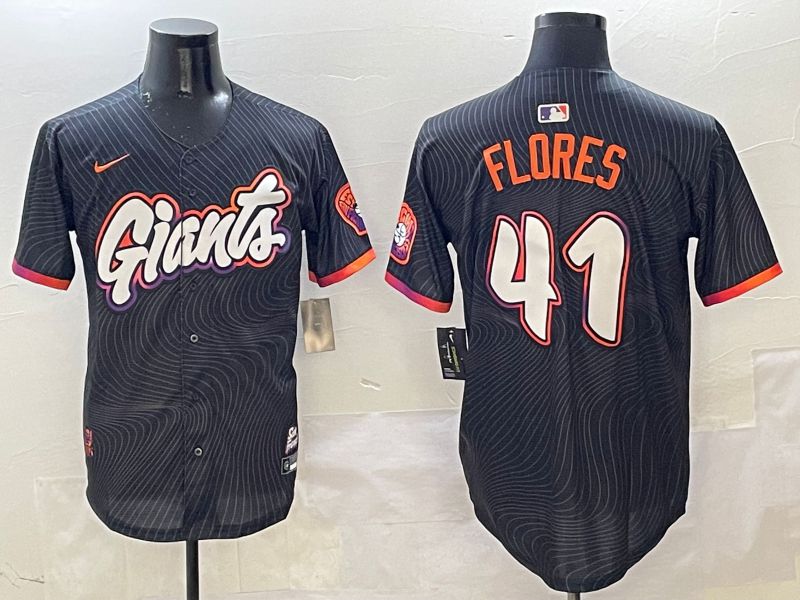 Men San Francisco Giants #41 Flores Black Joint Name Nike 2025 MLB Jersey style 1->san francisco giants->MLB Jersey